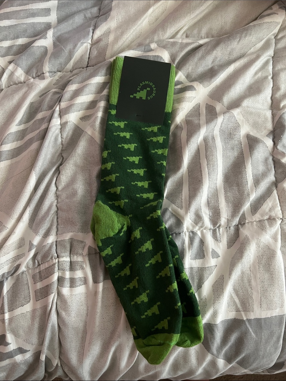Dinosaur Green Patterned Crew Socks - Unbranded